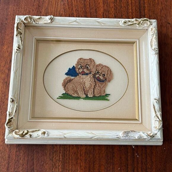 VTG Micro Needlepoint Shih Tzu Puppy Art Signed Marge Higgins Cottagecore Galler - Picture 7 of 10